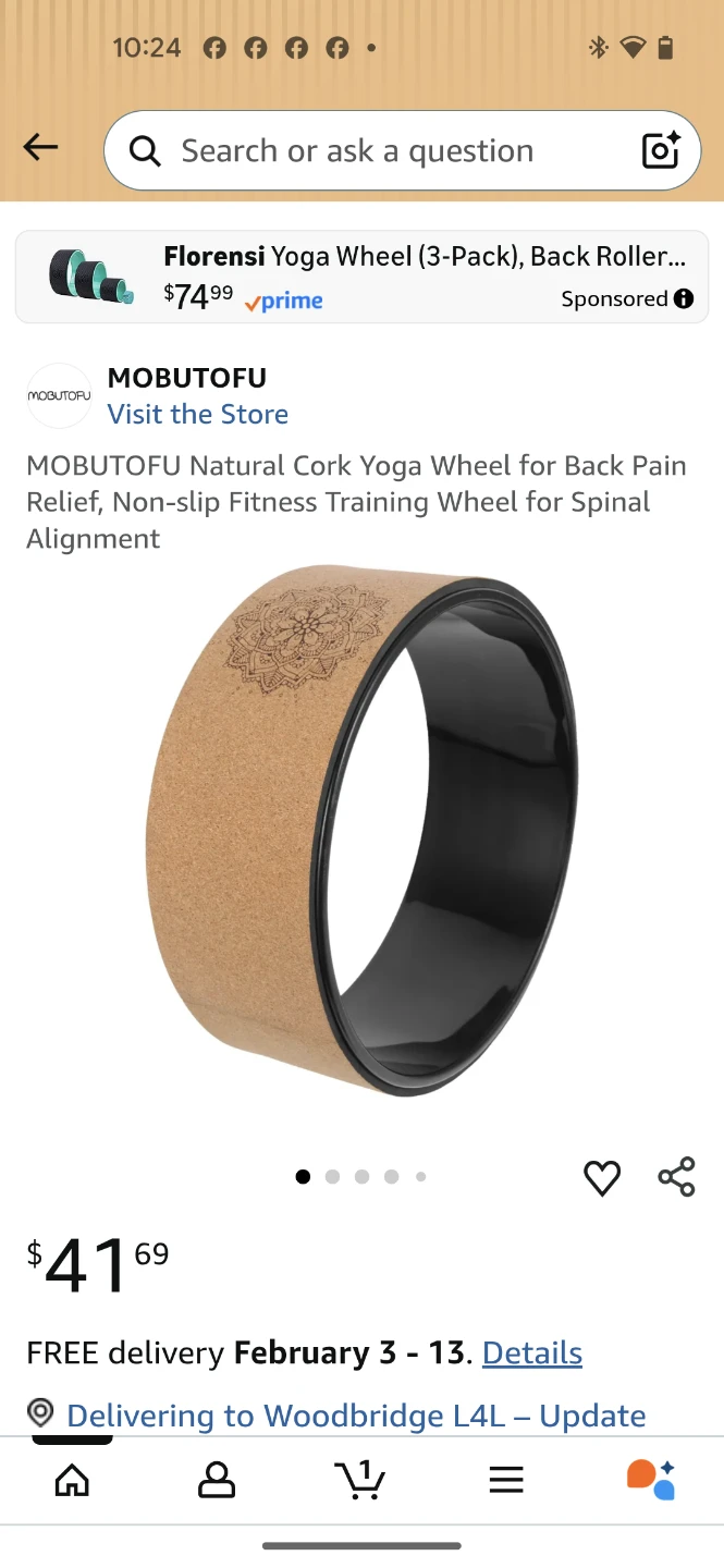 Navaris Cork Yoga Wheel - 13" Diameter