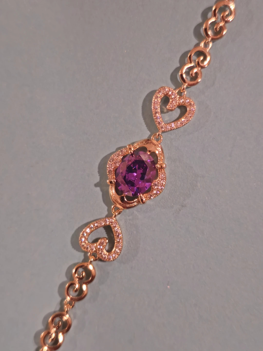 18k Gold Plated Bracelet with Purple Stone