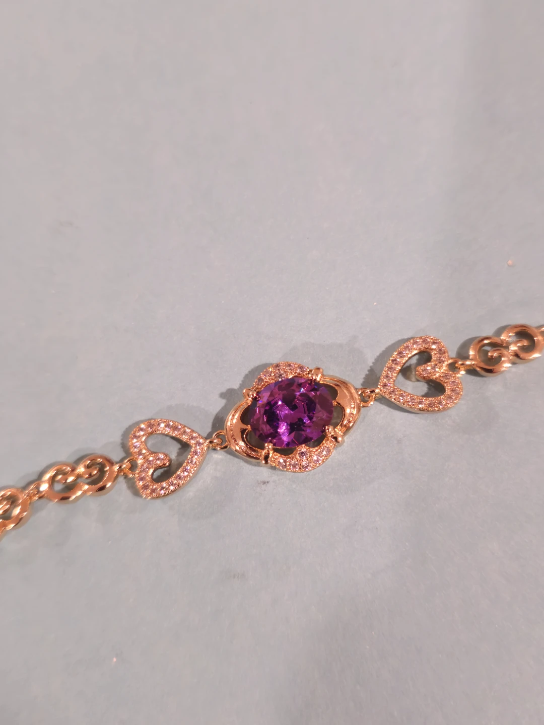 18k Gold Plated Bracelet with Purple Stone - photo 2