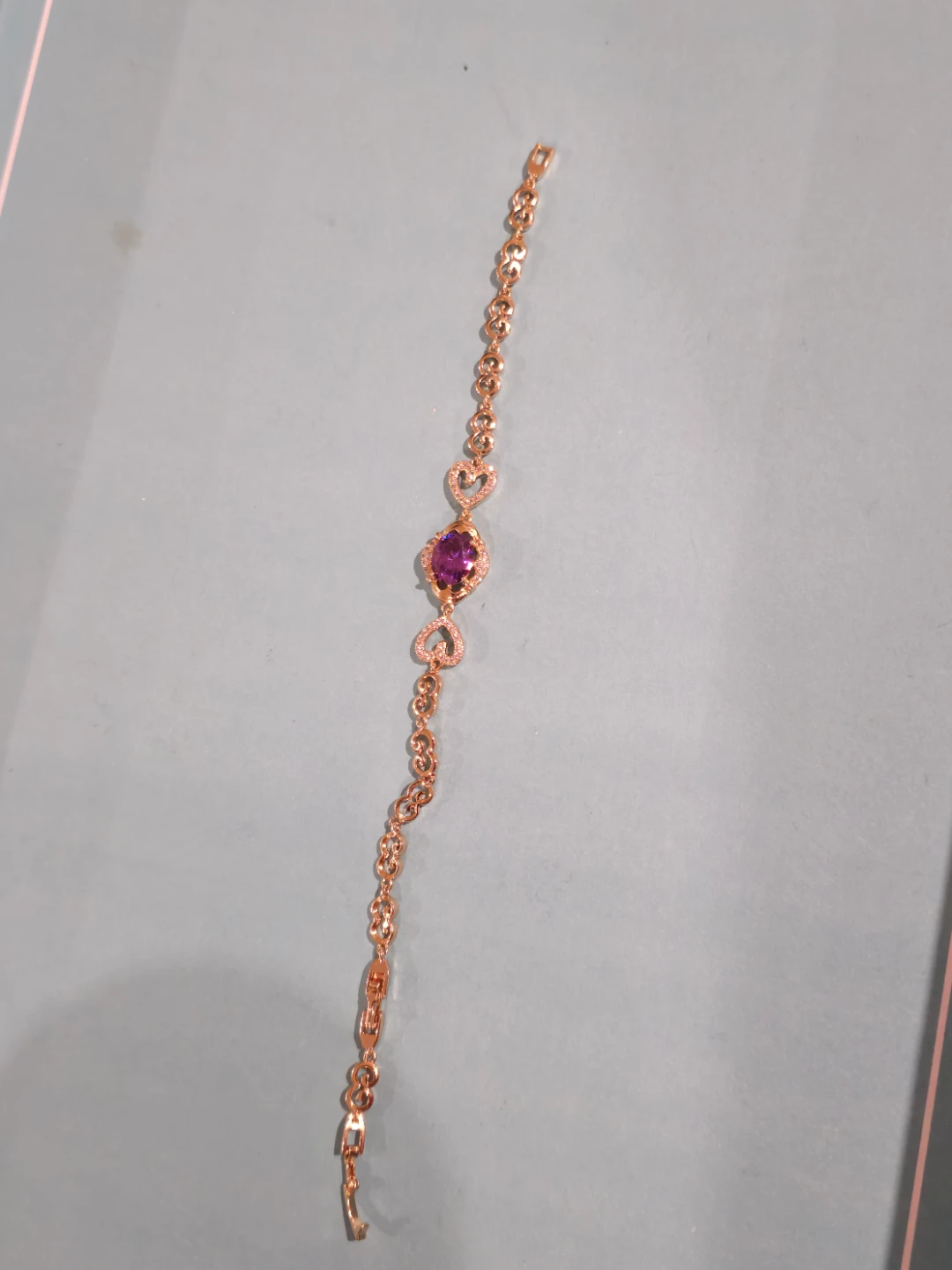 18k Gold Plated Bracelet with Purple Stone - photo 4