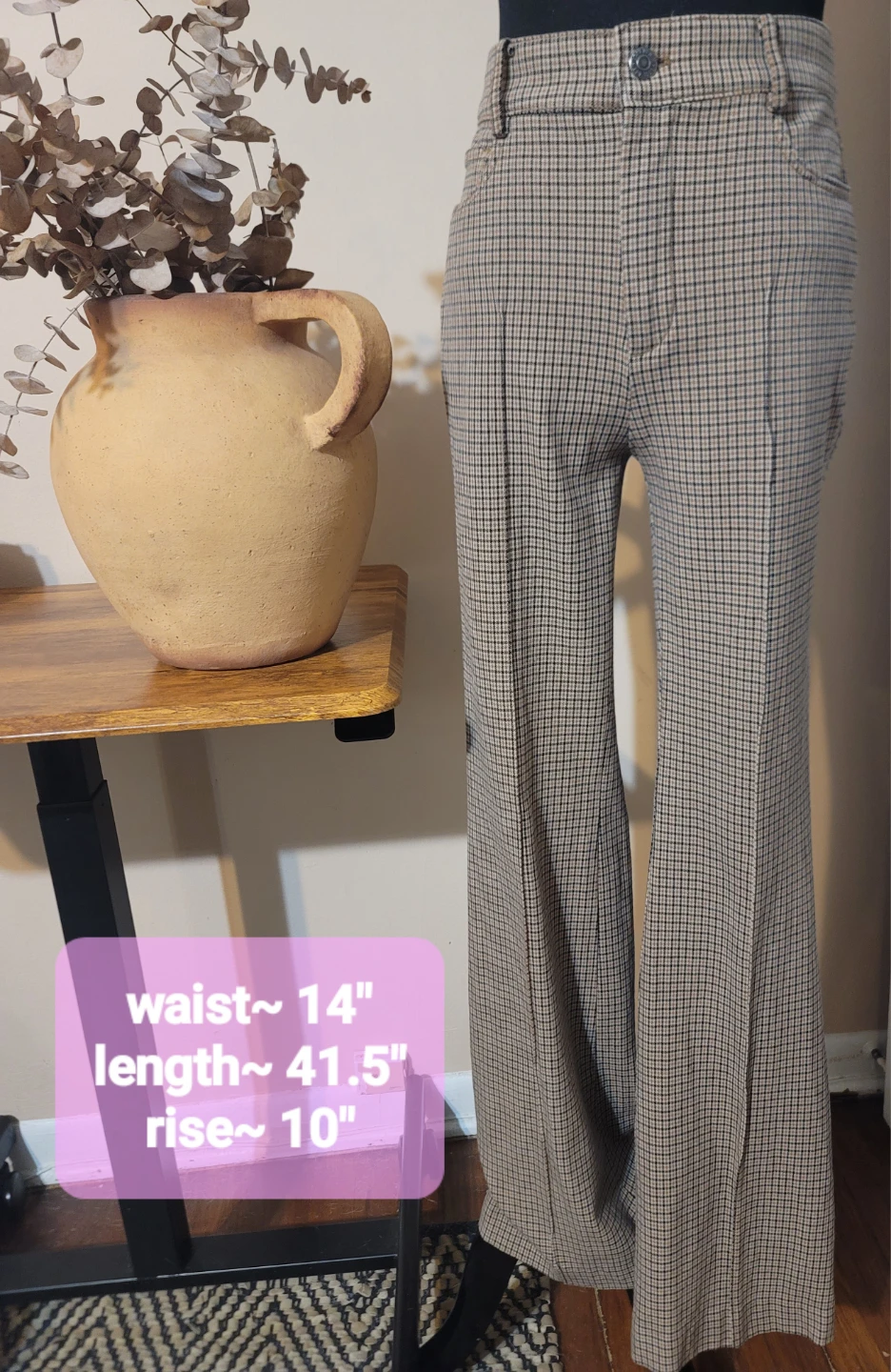 LOFT Women's Checkered Wide Leg Pants Houndstooth EUC Sz 2 Tall