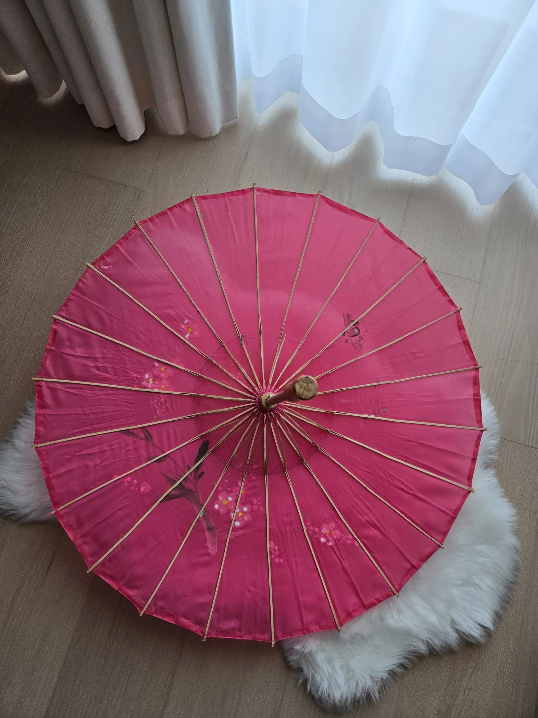 Pink Decorative Hand Painted Parasol - photo 2
