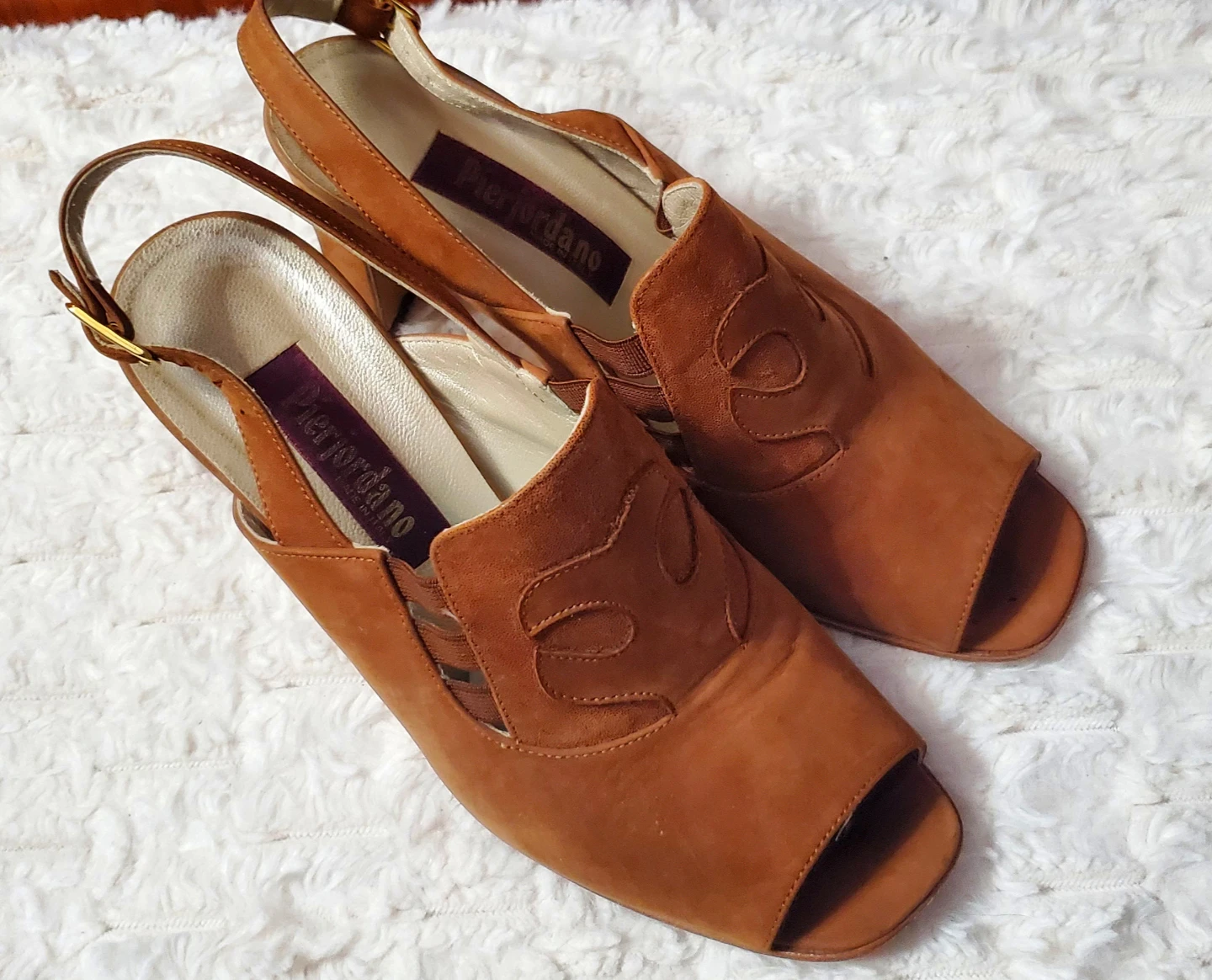 Pier Giordano Brown Suede Slingback Heels Size 37