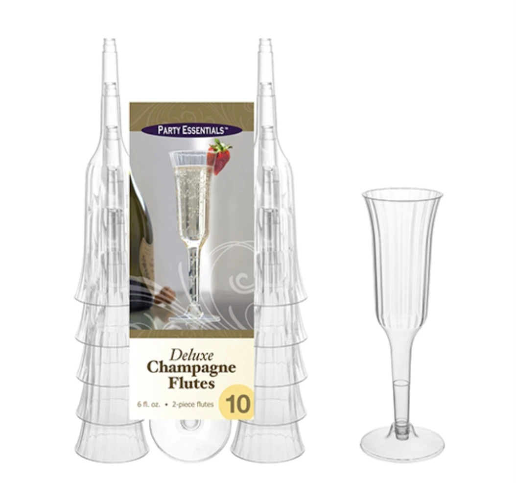 Party Essentials Deluxe Champagne Flutes - 10 Pack