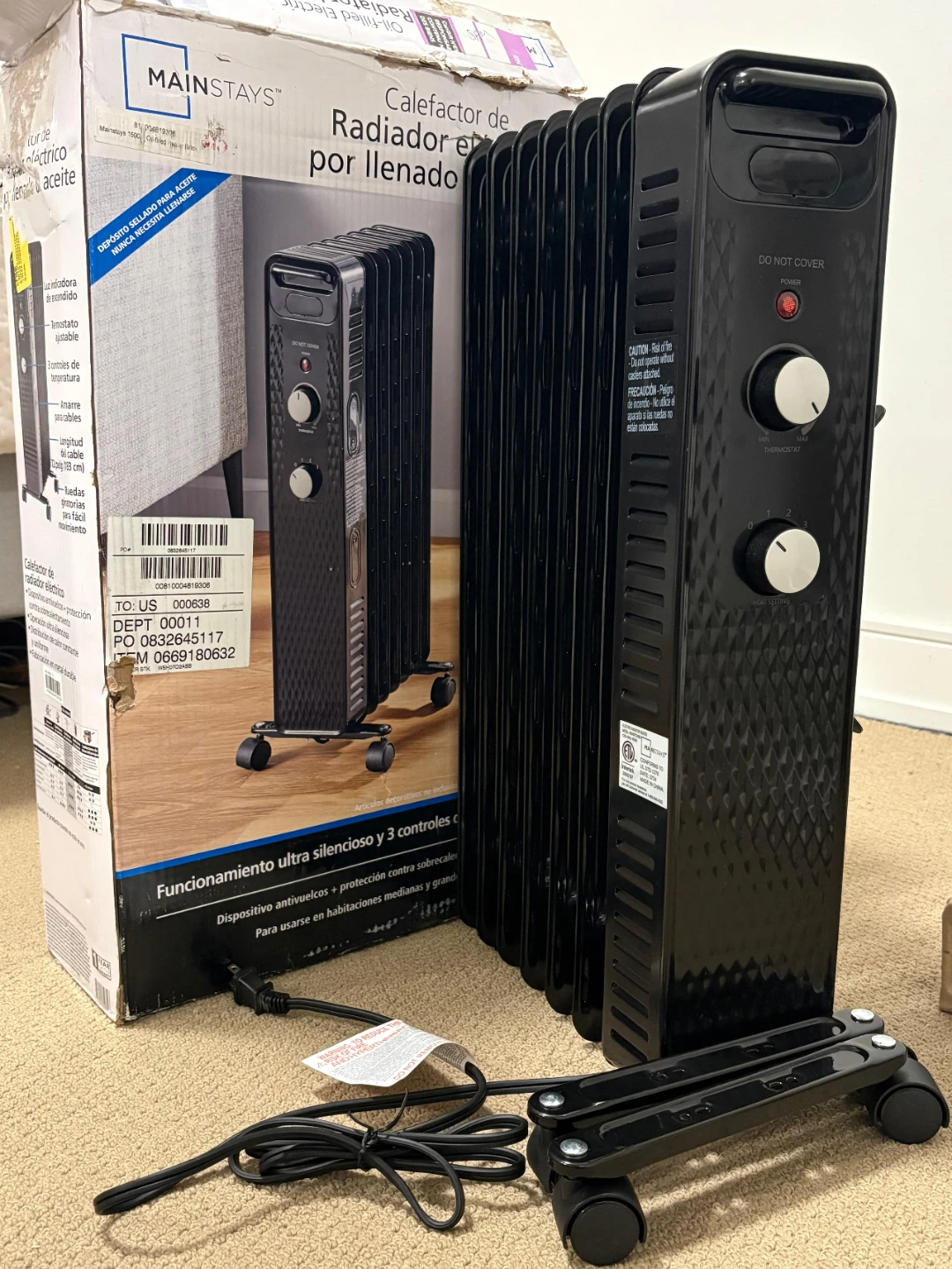 🥕Mainstays Oil-Filled Radiator Heater - Black