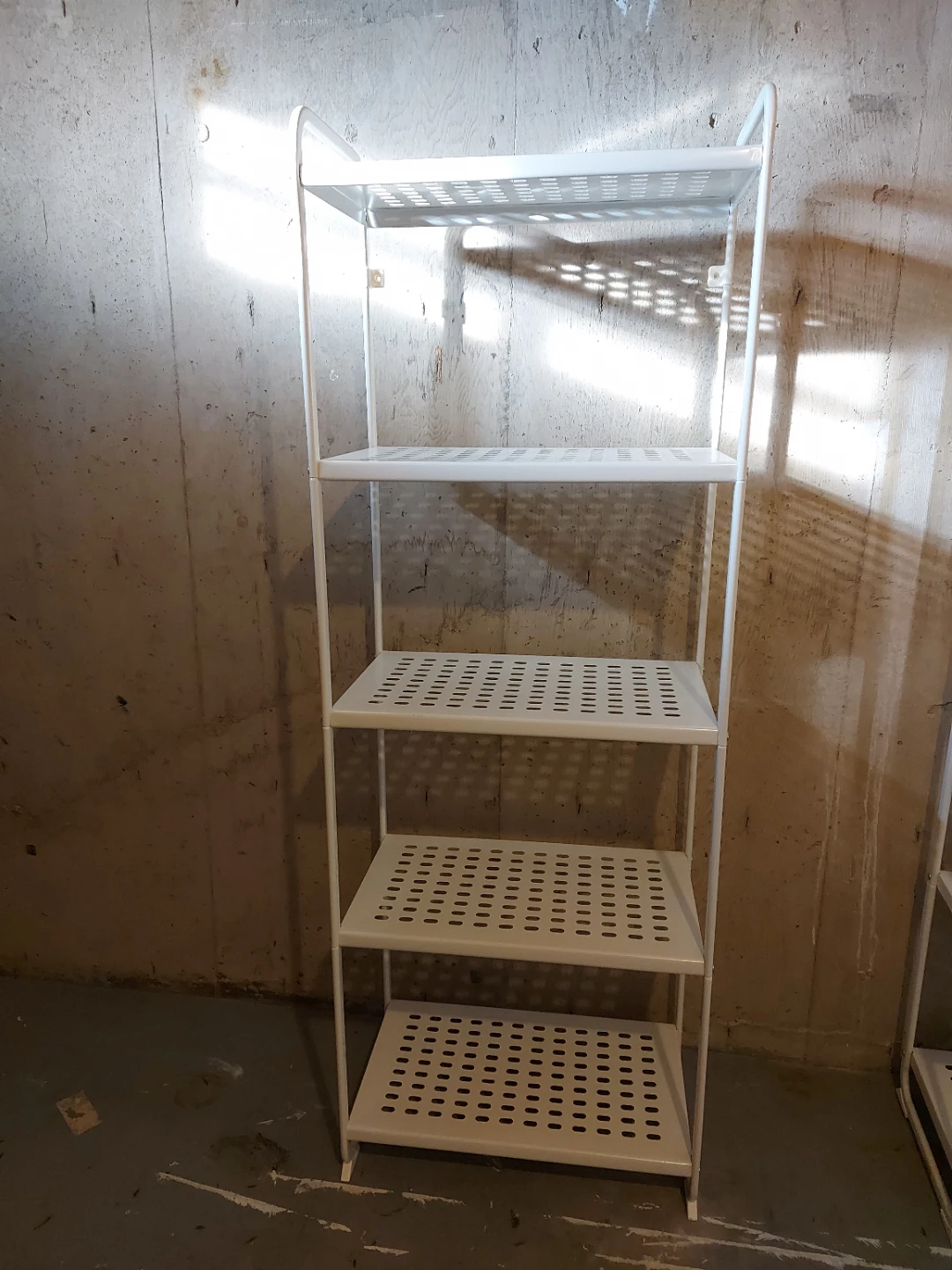Two White Metal 5-Shelf Shelving Units (Set of 2)