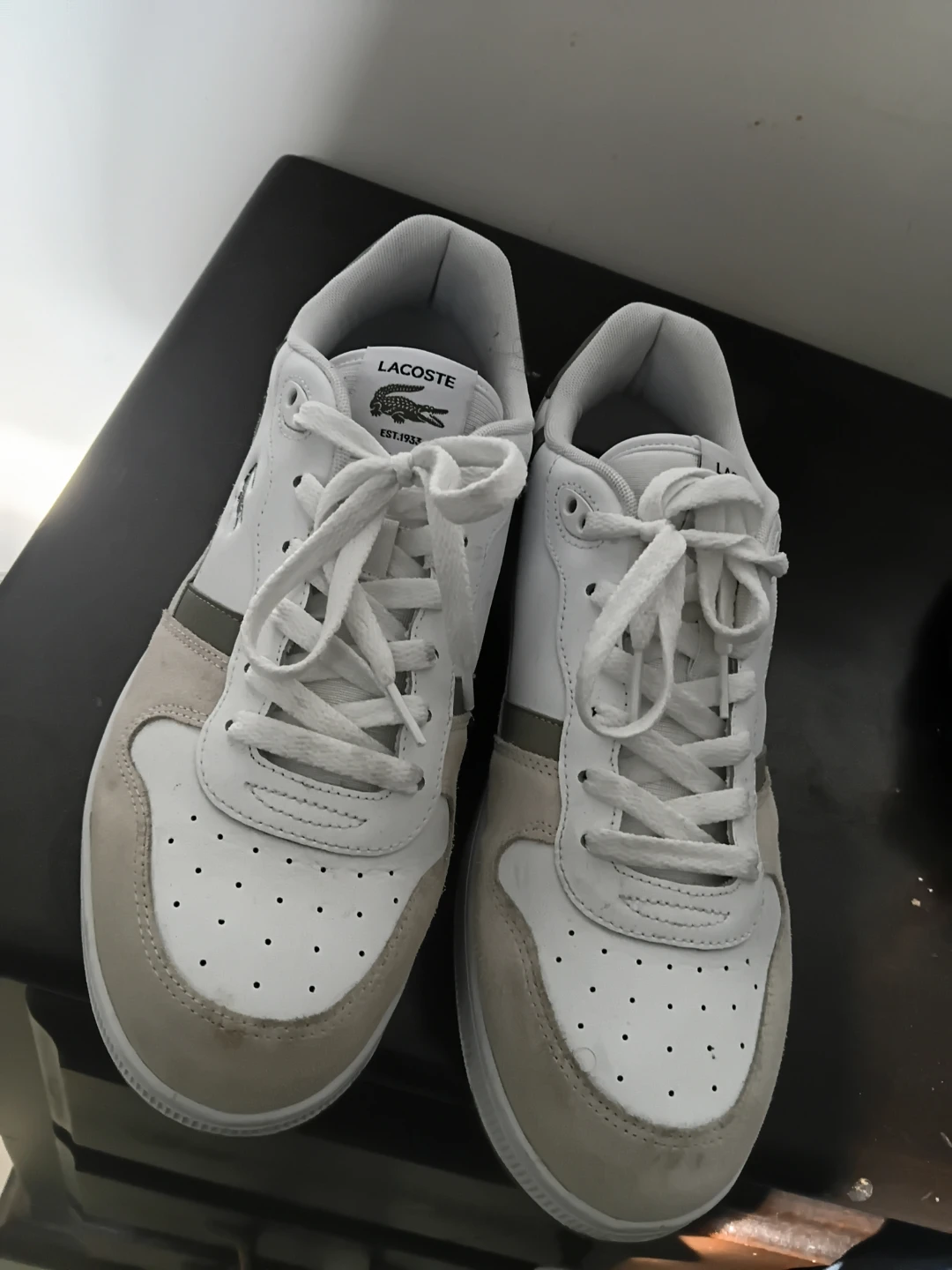 White and Green Lacoste Sneakers