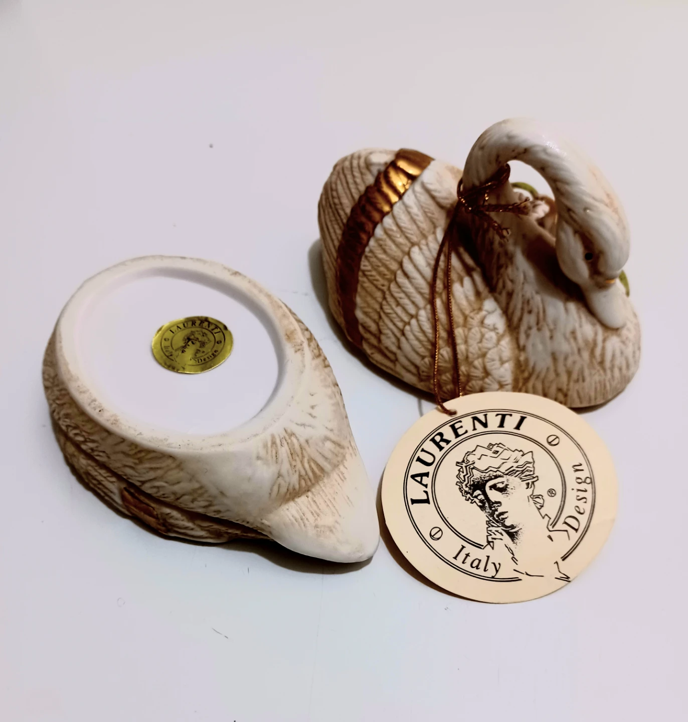 Italian Laurenti Hand Painted Swan Trinket Box - photo 4
