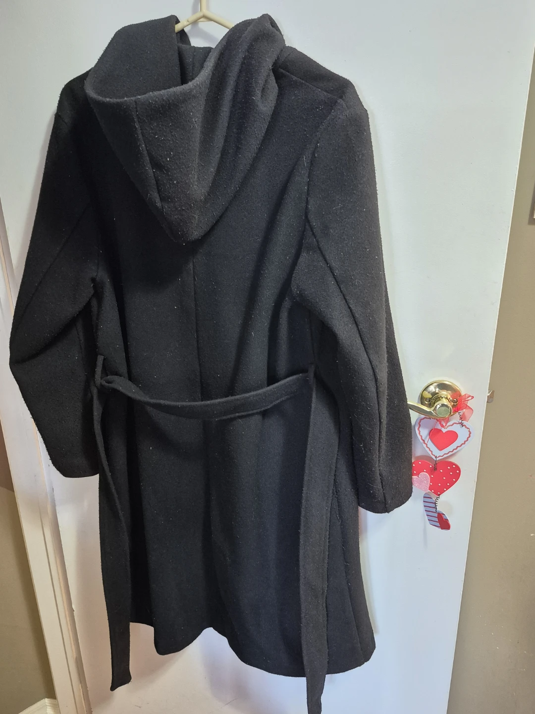 ZARA Black Hooded Coat with Belt - photo 4