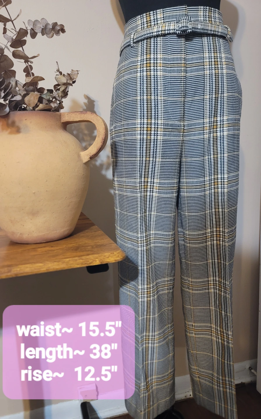Ann Taylor Plaid Straight Leg Pant Sz 6 EUC Belted Preppy