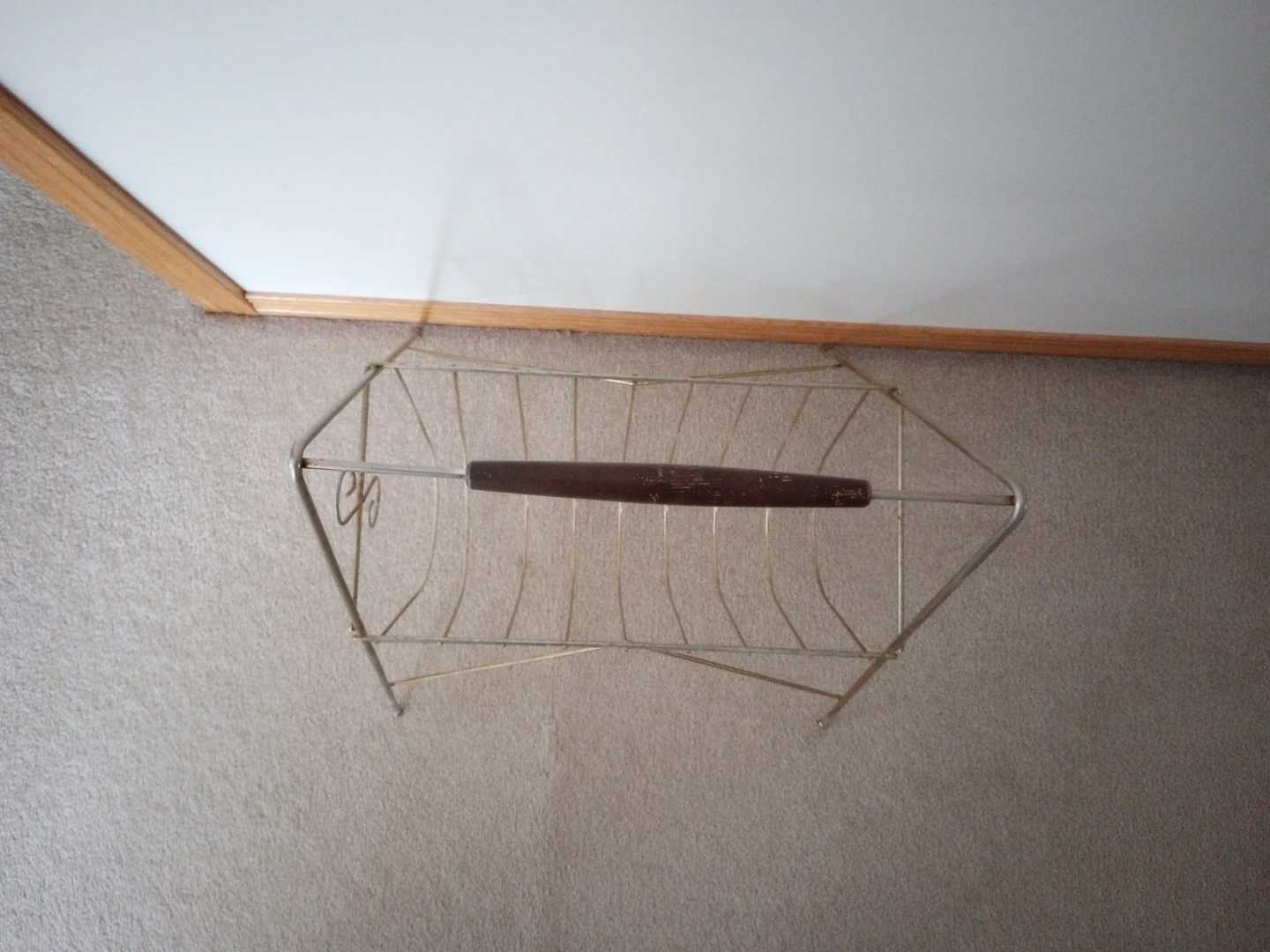 Vintage Magazine Rack with Wood Handle