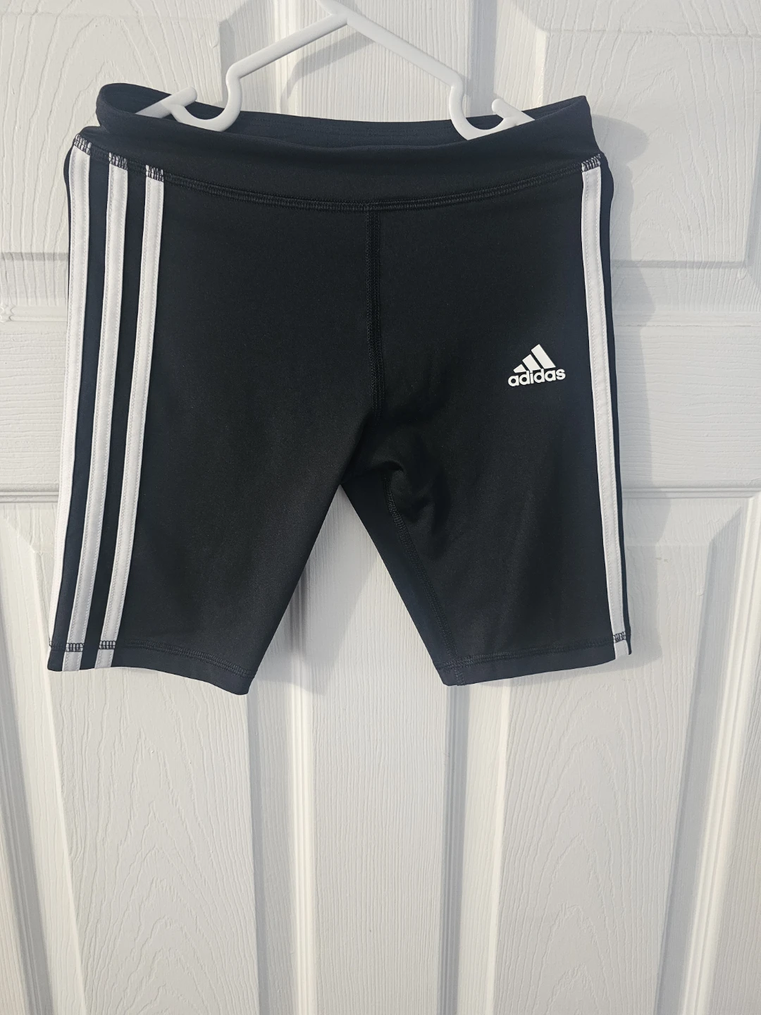 Adidas Black Shorts with White Stripes