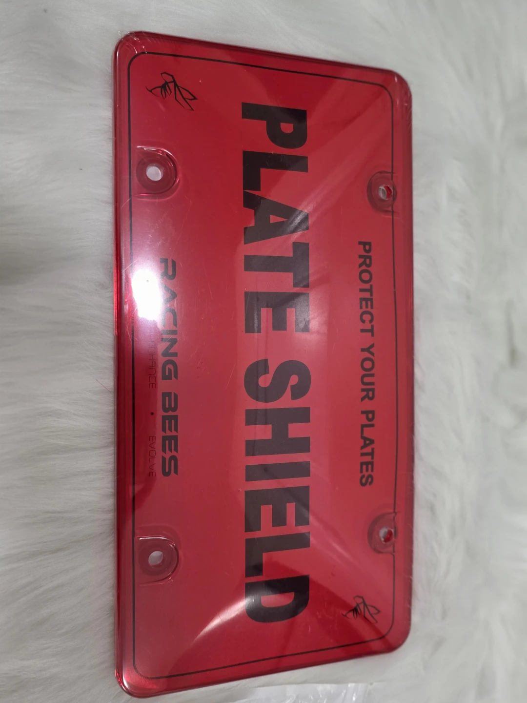Racing Bees Plate Shield License Plate Frame Red