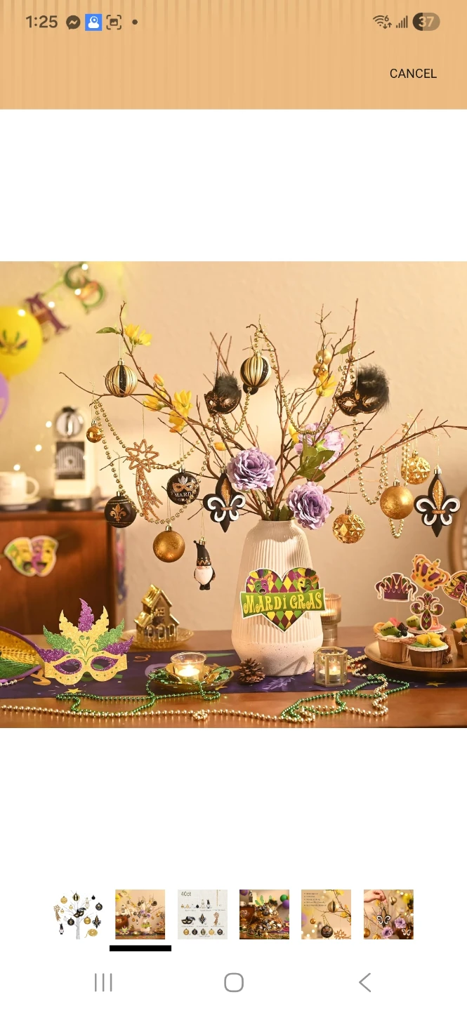 Mardi Gras 40-Piece Ornament Set - Black & Gold - photo 2