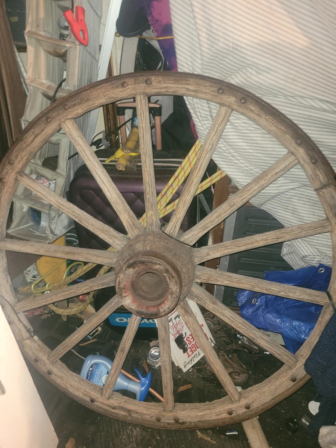 Vintage Wooden Wagon Wheel & Saw Blade