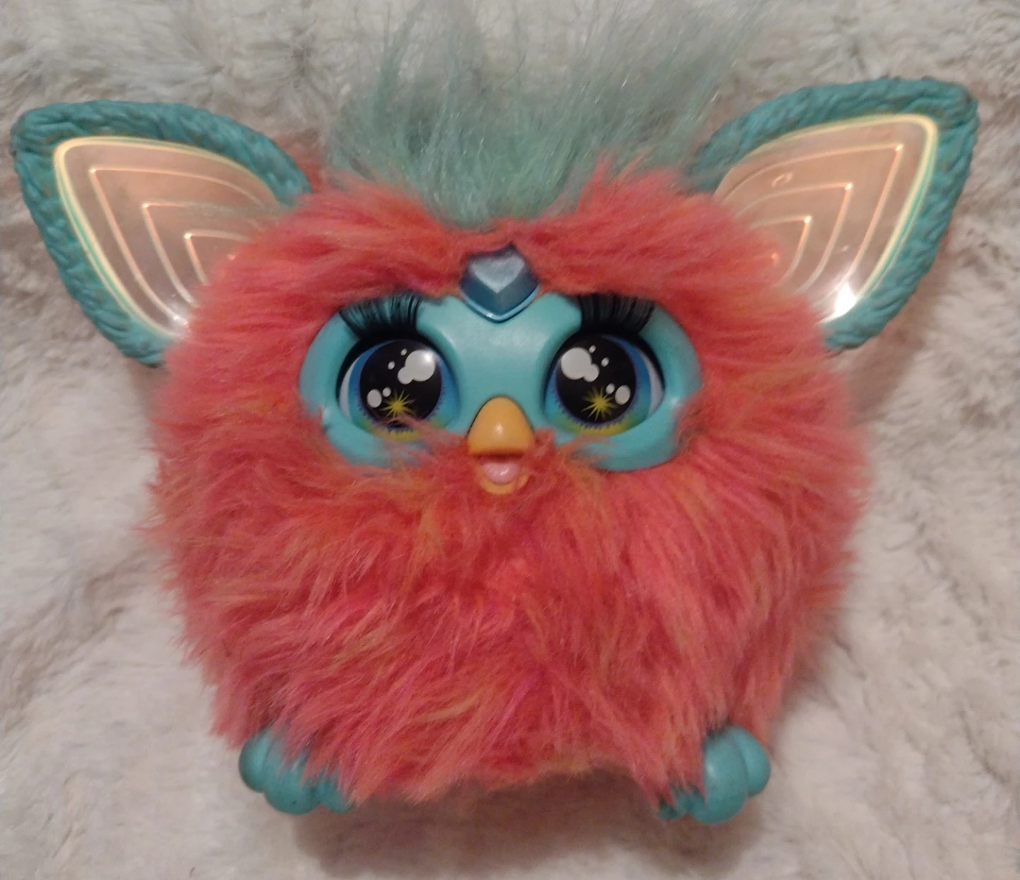 Furby Interactive Plush Toy Pink Blue Tested Works 2023 Coral - photo 2