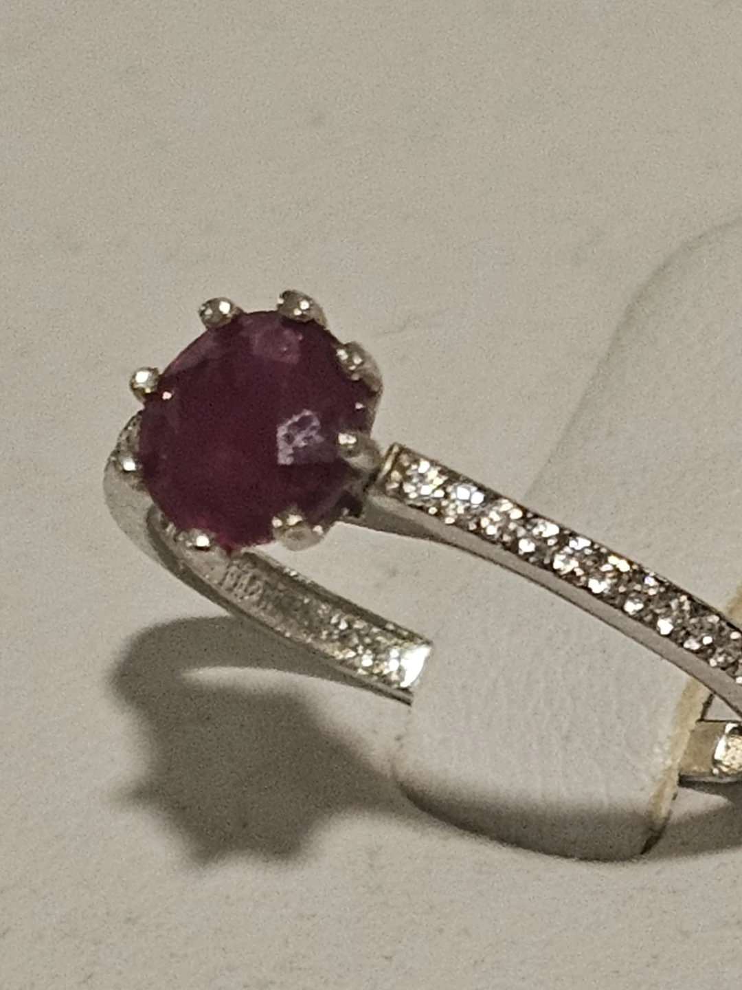 Ruby 925 Sterling Silver Ring Decorated wirh Simulated Diamonds - photo 2