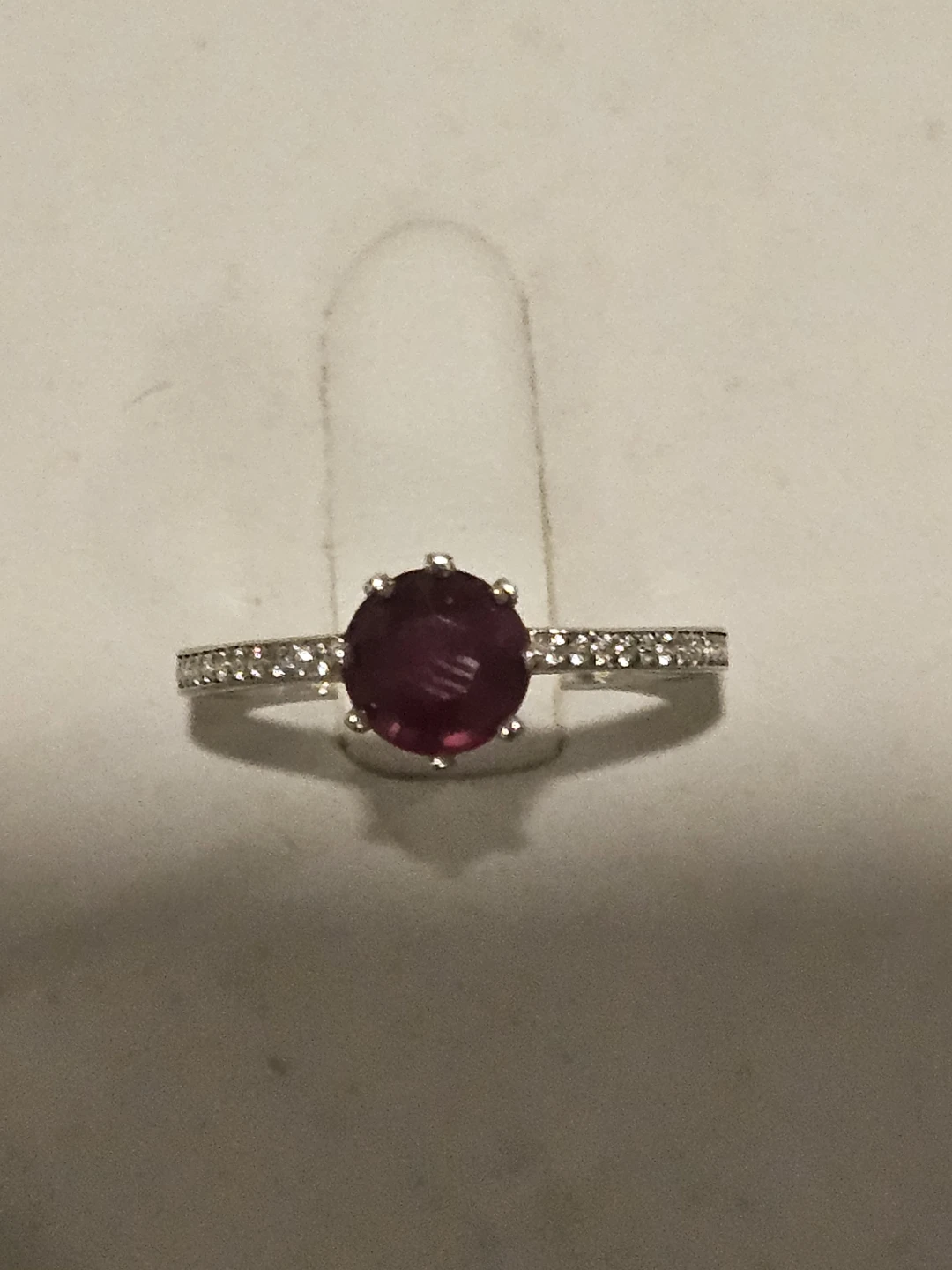 Ruby 925 Sterling Silver Ring Decorated wirh Simulated Diamonds - photo 3