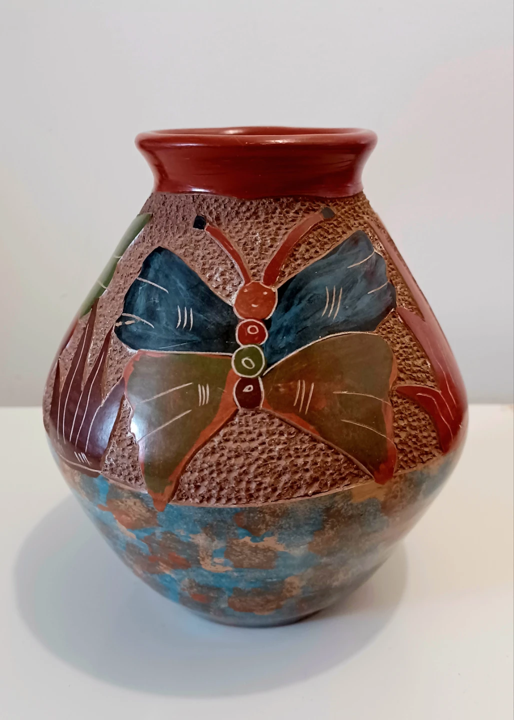 Unique Sgraffito Hand Carved Art Pottery