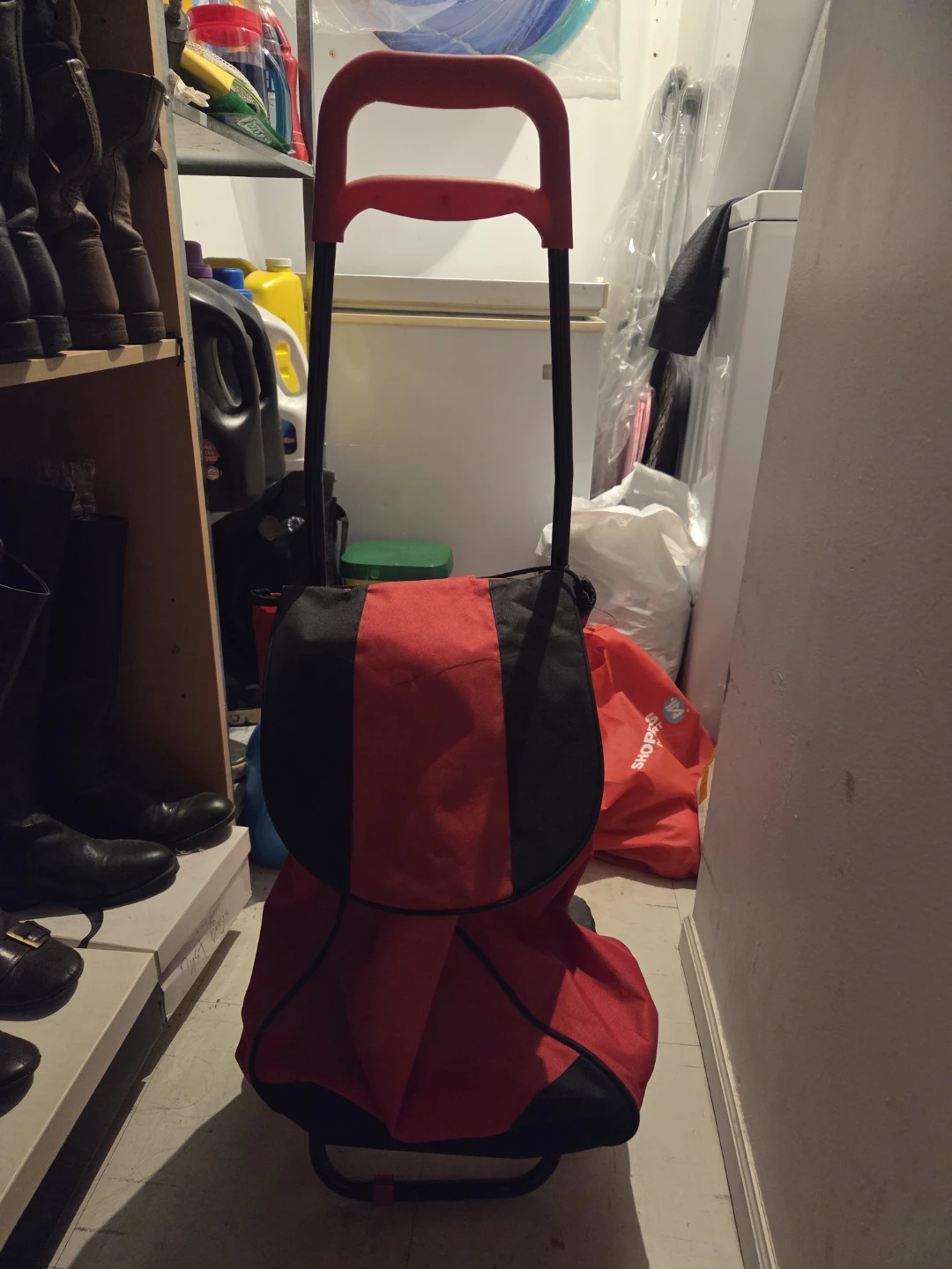 Red Rolling Shopping Cart