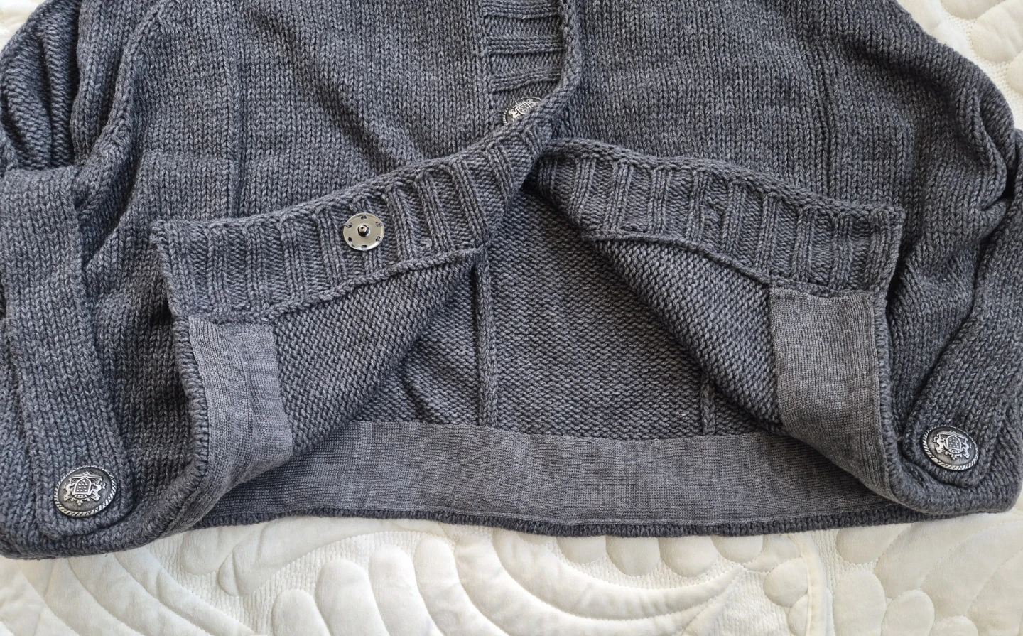 Real Rabbit Fur Grey Knit Hooded Cardigan with  WOOL material - photo 3