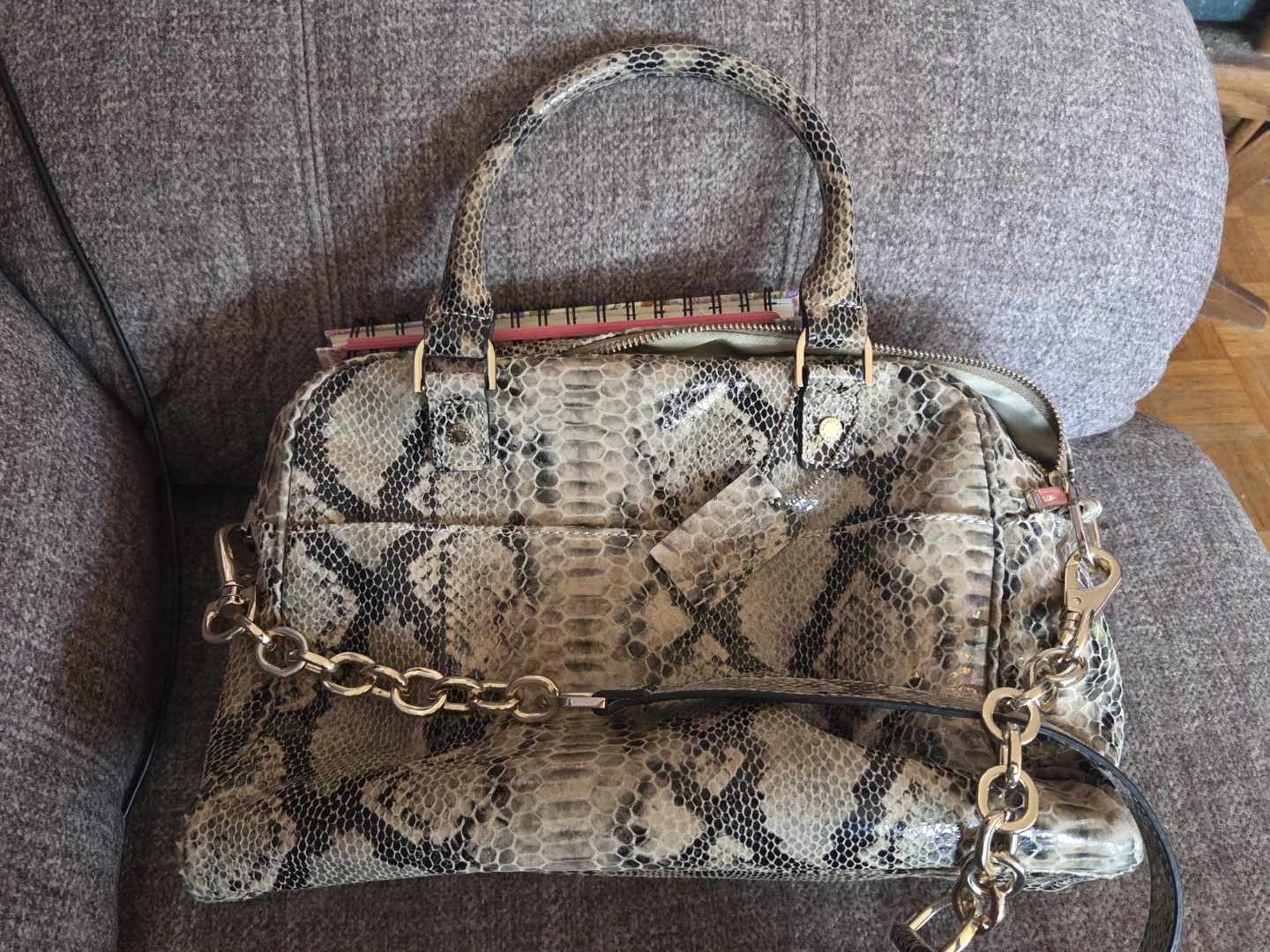 Danier Snakeskin Print Handbag