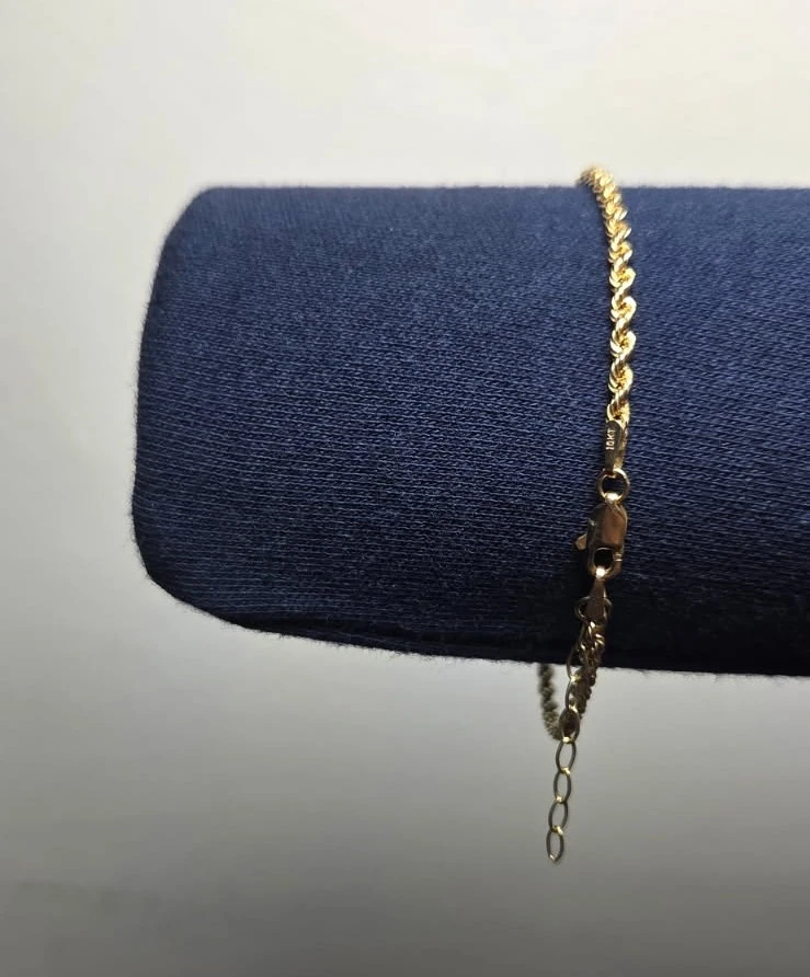 10K Real Gold Rope Chain Bracelet