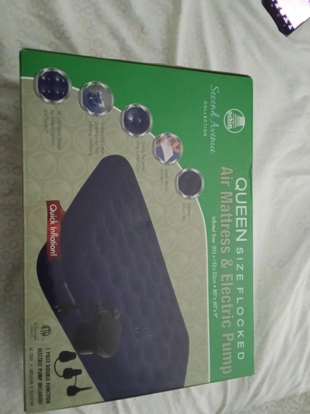 Queen Size Flocked Air Mattress & Electric Pump - photo 3