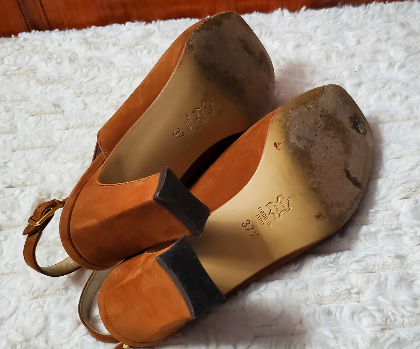 Pier Giordano Brown Suede Slingback Heels Size 37 - photo 4