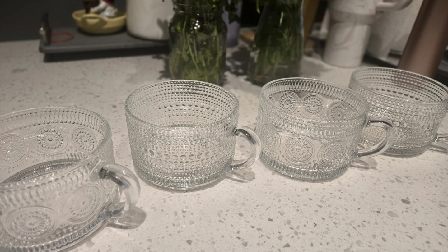 Set of 4 Clear Glass Coffee Mugs - 14 oz - photo 3