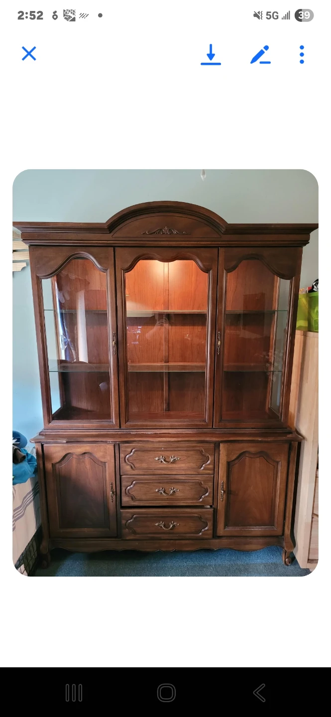 Solid Wood China Cabinet with Glass Doors