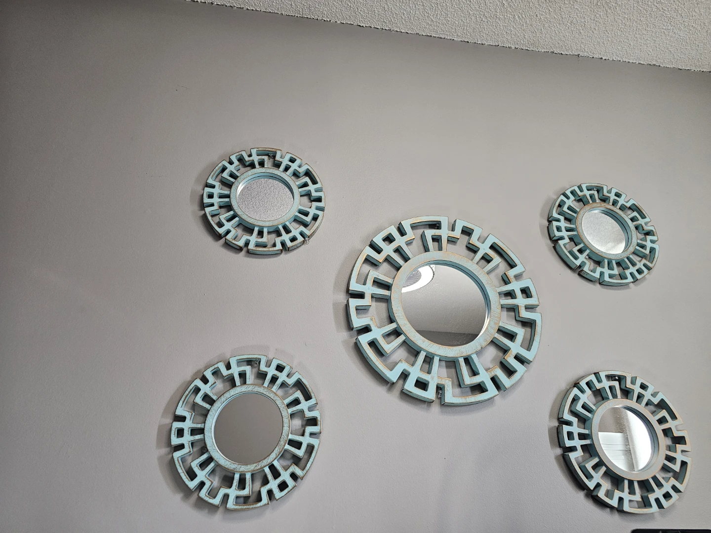 Decorative Round Wall Mirror, Turquoise - photo 2
