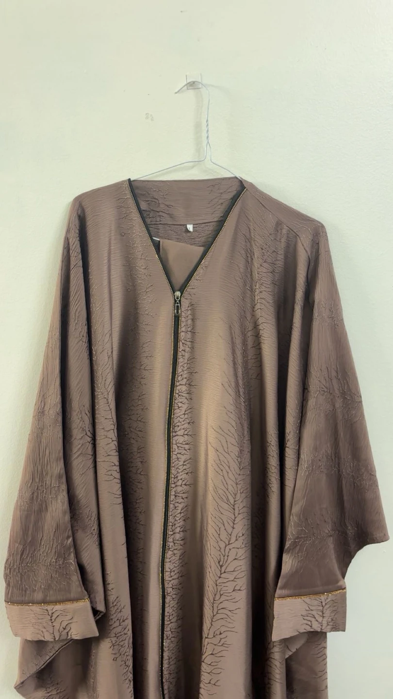 Brown Zippered Abaya Dress