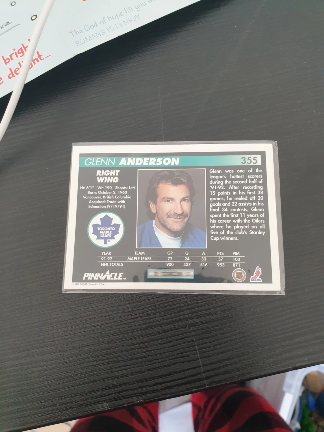 Glenn Anderson Maple Leafs Hockey Card - photo 2