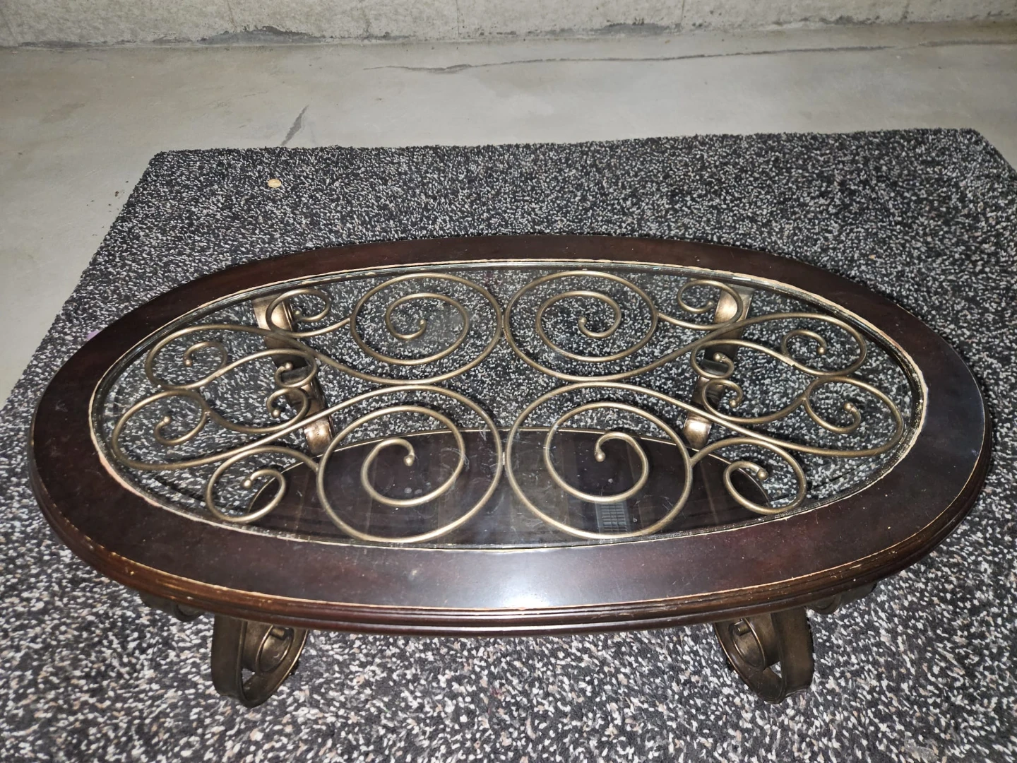 Oval Coffee Table with Glass Top