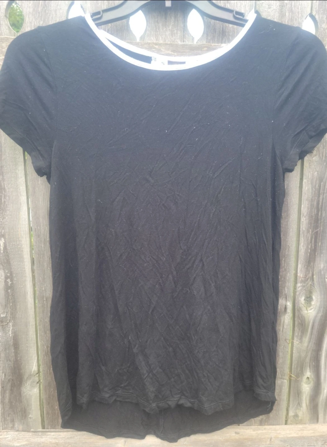 Black Lace-Up Back T-Shirt