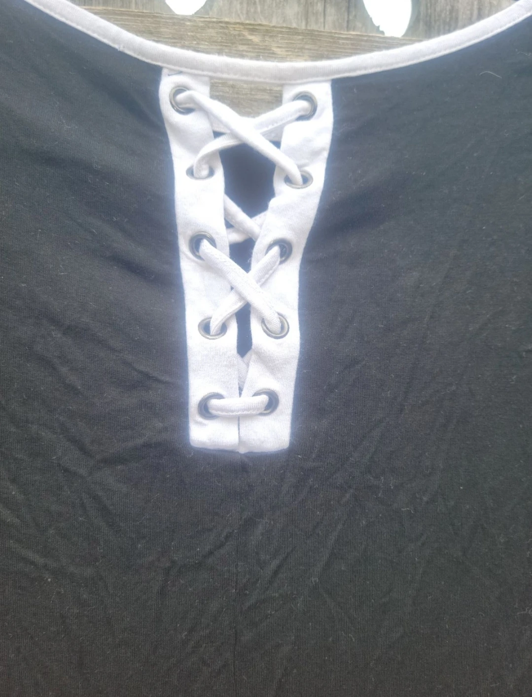 Black Lace-Up Back T-Shirt - photo 3
