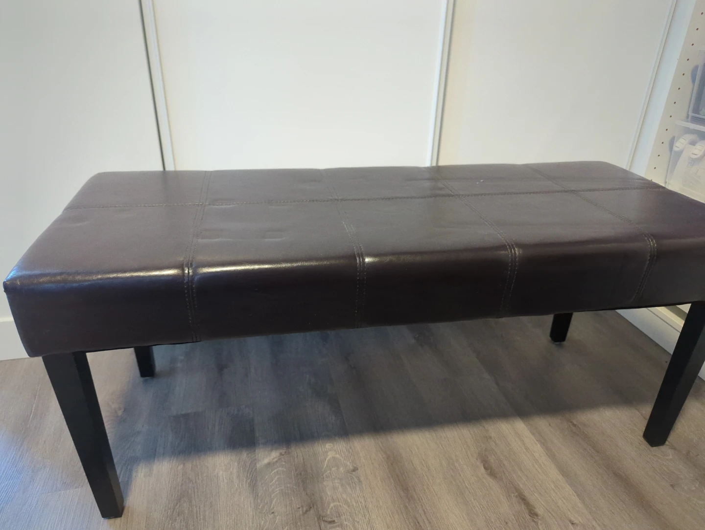 Brown Faux Leather Storage Bench