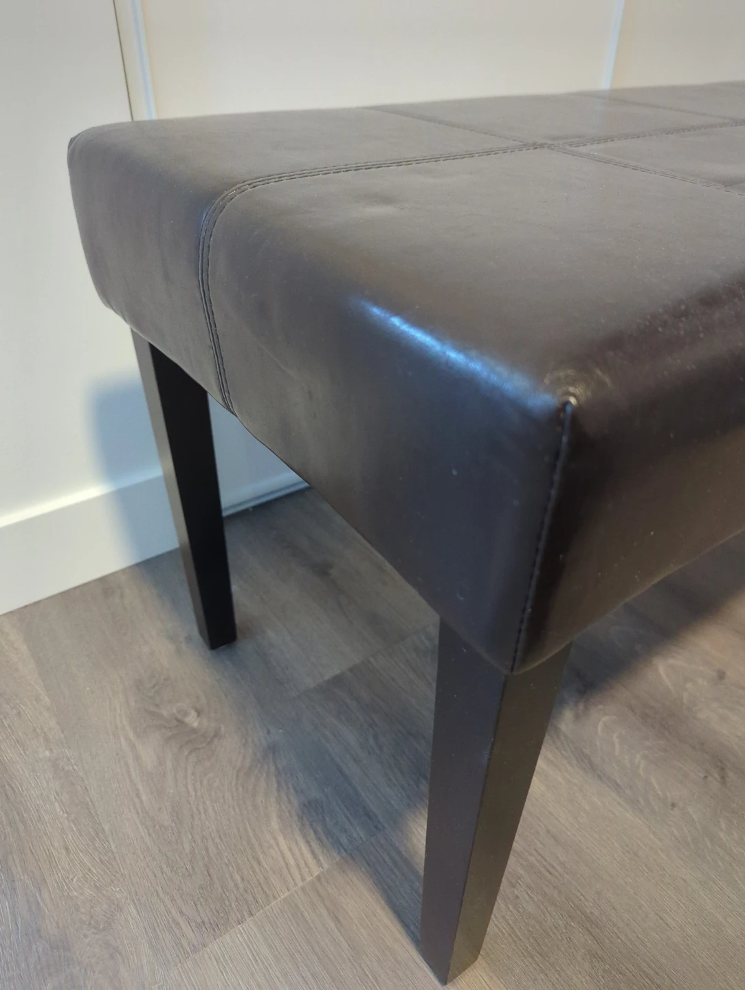 Brown Faux Leather Storage Bench - photo 2