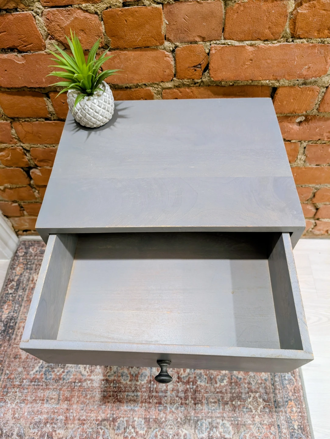 Grey Nightstand with Drawer - photo 4