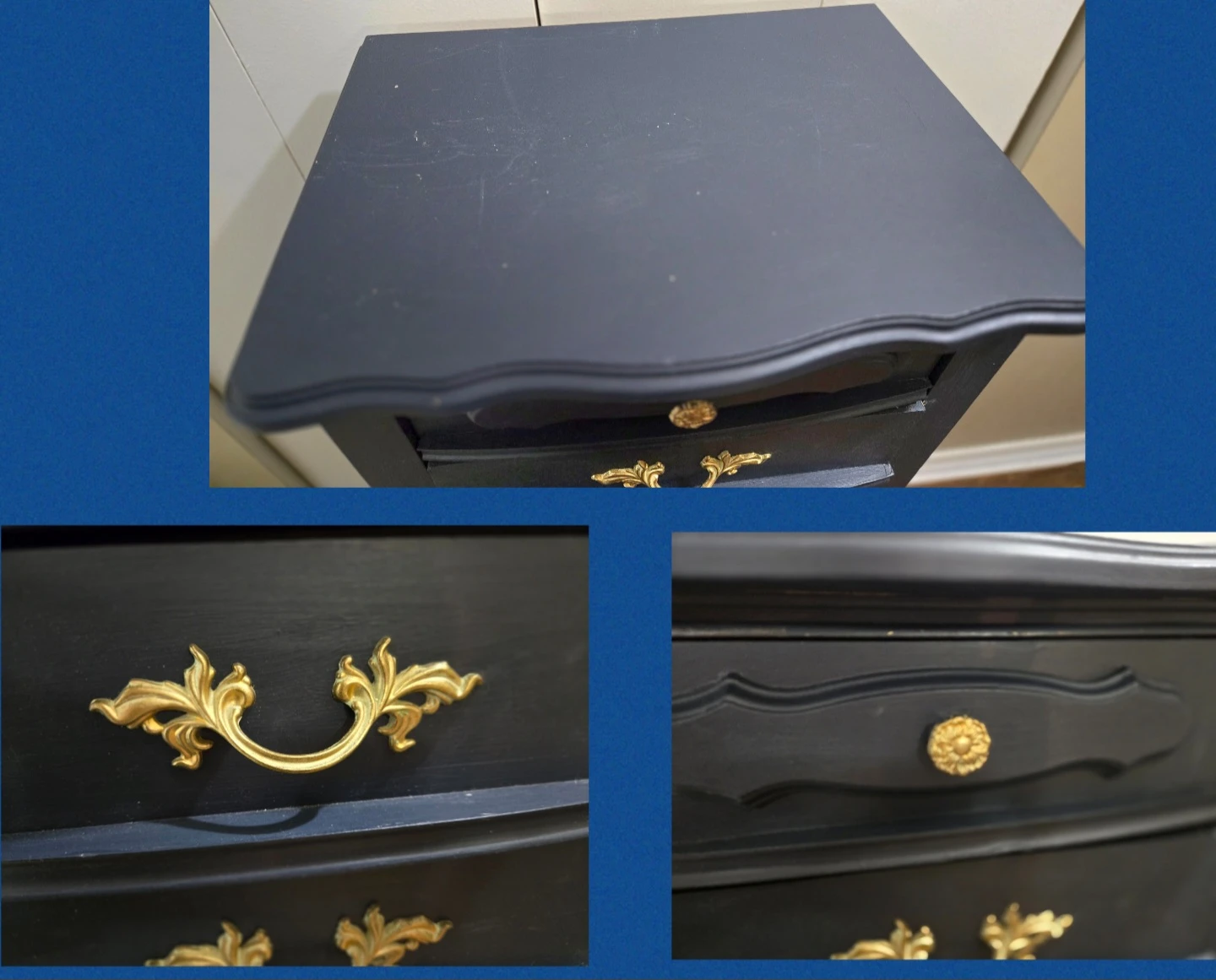 Lovely Lingerie Dresser Dark Blue with Gold Hardware - photo 3