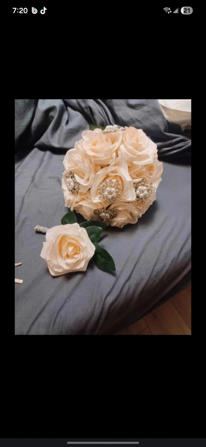 Artificial Rose Wedding Bouquet with Boutonniere
