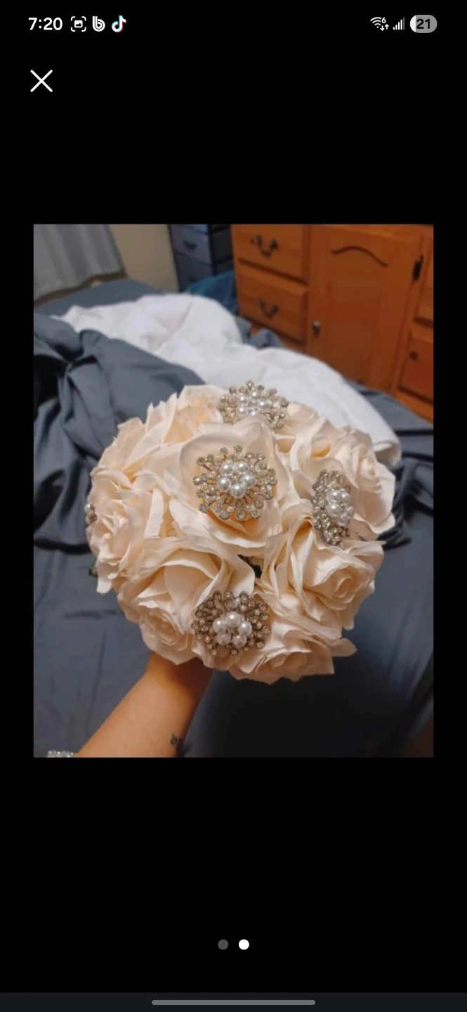 Artificial Rose Wedding Bouquet with Boutonniere - photo 2