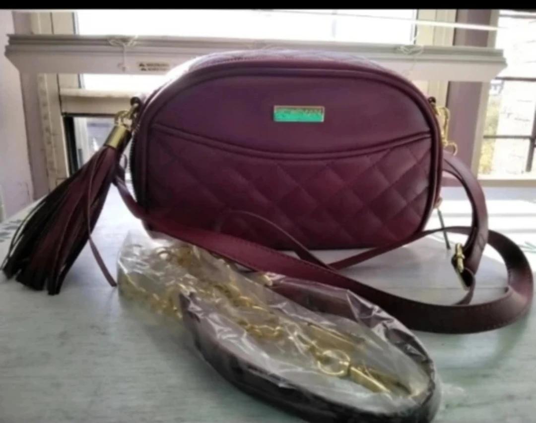 NEW! JOY &  IMAN BURGUNDY LEATHER CROSSBODY BAG