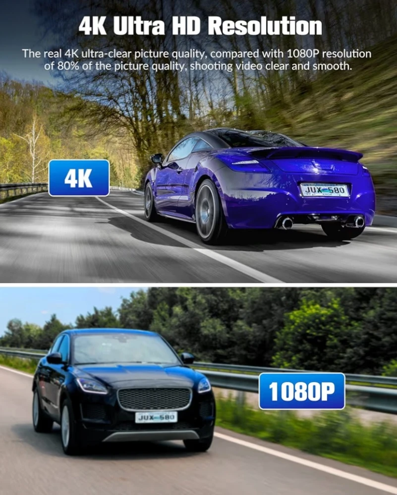 4K Dash Cam - 3 Channels, 32GB Card, Night Vision - photo 5