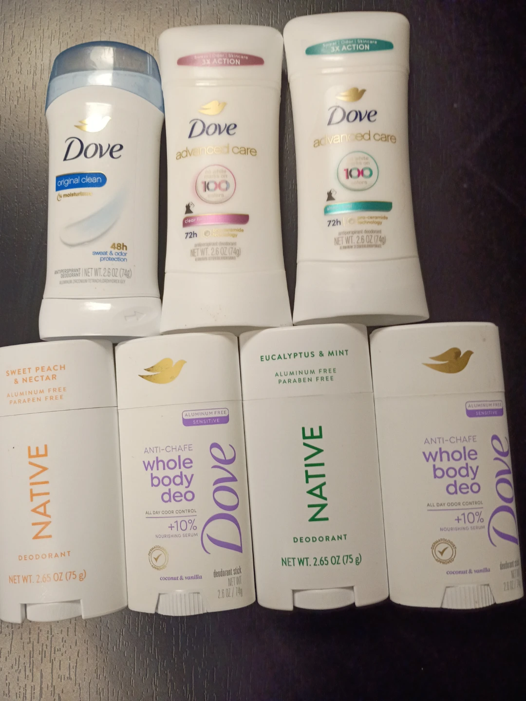 Dove and Native Deodorant Sticks Lot (5 Total)