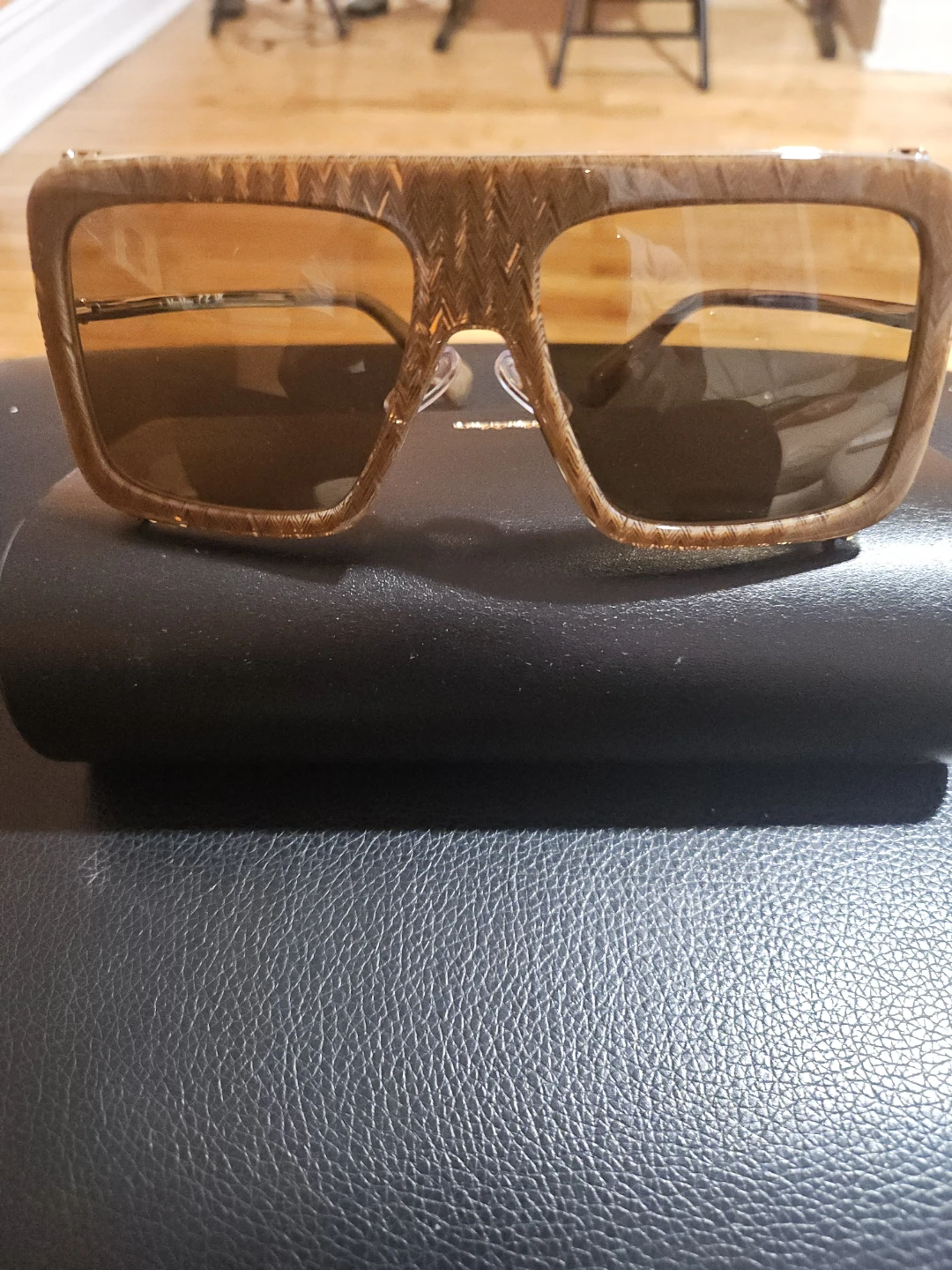 Max Mara Brown Patterned Square Sunglasses with Case - photo 3