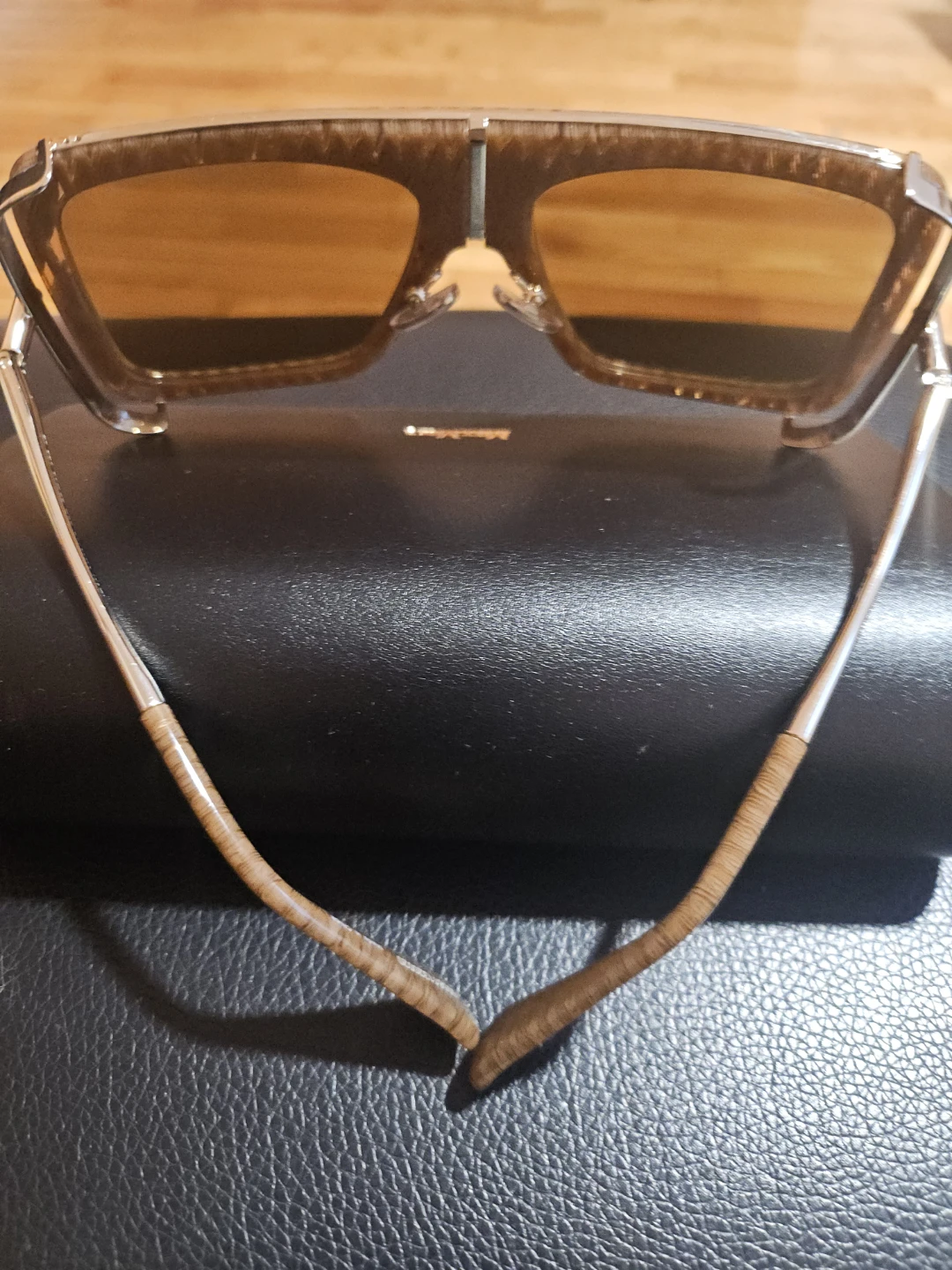 Max Mara Brown Patterned Square Sunglasses with Case - photo 4