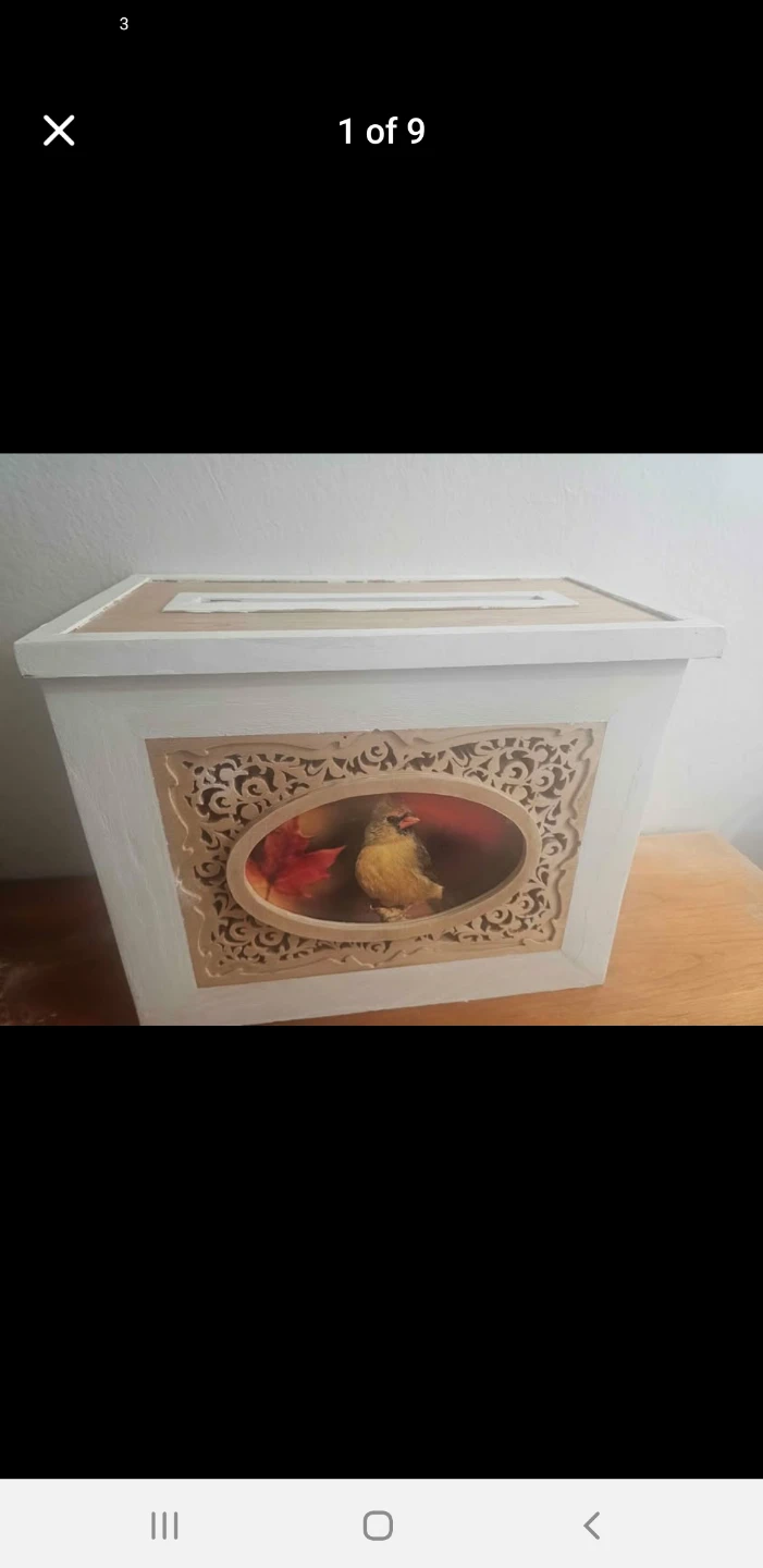 Wooden Box with Bird Design and Custom Names