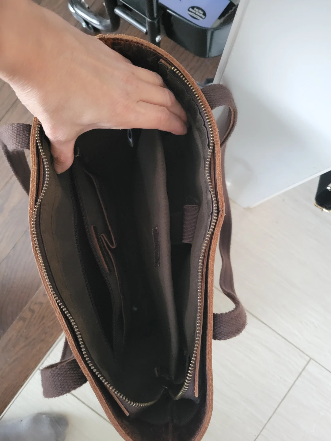 Brown Leather laptop Tote Bag - photo 5